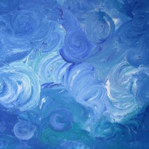 blue abstract channeled painting