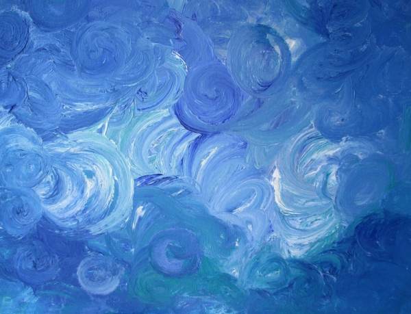blue abstract channeled painting