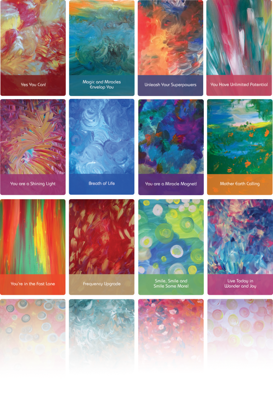 12 vibrant colorful Pleiadian cards with messages from the Pleiadians 